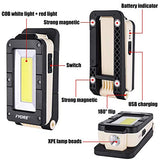 Fyore Luz de trabajo LED recargable USB COB lámpara de inspección magnética luz de trabajo portátil con base magnética y gancho para el hogar, taller, uso de emergencia