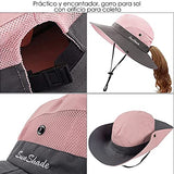 AUTOWT Sombreros de Sol para Mujeres, Mujer Agujero de Cola de Caballo Sombrero Cubo ala Ancha Algodón Sombreros Sol de Verano ala Ancha Protección Solar UV Gorra Ajustable Pesca en la Playa Sombrero