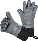 Guantes de Silicona para Cocina - Guantes para Parrilla de Barbacoa de Horno - Guantes Silicona y Algodón de Doble capa Resistente al Calor y Antideslizantes - para Asar a la Parrilla|Cocinar|Hornear (Negro)