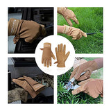 HANDLANDY Guantes de jardinería para mujer, flexibles y duraderos, transpirables, guantes de trabajo de cuero resistente para jardín (S, caqui)