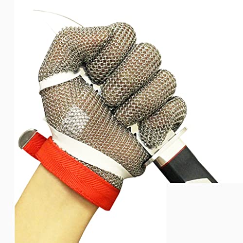 Guantes de malla de acero inoxidable, guantes de trabajo de seguridad  resistentes a cortes de carnicero de chef, fácil limpieza (tamaño 1  unidad/L)