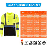 AYKRM Camiseta de seguridad reflectante de alta visibilidad de manga larga (XS-6XL), Amarillo, Medium