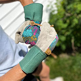 Wells Lamont Guantes de jardinería para mujer con estampado botánico de cuero, talla M (4183M)