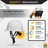 KwikSafety (Charlotte, NC) - Casco de tortuga (10 rejillas de ventilación gratis, tapones para los oídos), estilo de gorra estándar (talla única) ANSI casco de seguridad OSHA ligero tipo 1 clase C, color blanco