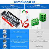 Bloques de terminales de circuito de tierra, 12 unidades/6 juegos de 8+10+12 posiciones, 600 V, 15 A, barra de camión de doble fila, alambre de amplificador, kit de bloque de terminales de tornillo con cubierta de 400 V, tira preaislada para proyectos peq
