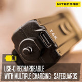 Nitecore T4K 4000 lúmenes LED USB-C recargable EDC llavero linterna con etiqueta NITECORE