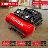 Craftsman Compresor de aire portátil de 3/4 HP de 1.5 galones, máximo 135 PSI, 1.5 CFM a 90 psi, tanque de aire libre de aceite, herramienta de aire eléctrica, CMXECXA0200141A, rojo