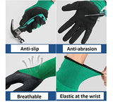 Guantes de látex de espuma duradera de doble revestimiento antiestático resistente guantes de trabajo impermeables guantes de jardín (guantes verdes látex negro, M, 12 pares)