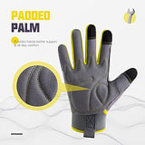 HANDLANDY Guantes de trabajo para hombres y mujeres, guantes de trabajo mecánicos de seguridad de utilidad, pantalla táctil, guantes de trabajo flexibles y transpirables para patio (L, gris y amarillo)