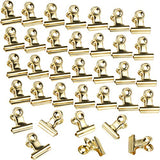 Boao 100 clips de metal para bisagras para fotos, mapas, dibujos, obras de arte, papeles, etiqueta de precio, 0.87 pulgadas (oro claro)