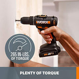 WORX Taladro inalámbrico de 20 V WX101L.4 con 30 brocas de perforación y conducción, juego de batería y cargador incluido