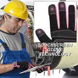 BARST Guantes de trabajo para mujer, guantes de trabajo para pantalla táctil, guantes de trabajo para construcción, jardinería, cuero sintético, guantes mecánicos, rosa, talla M