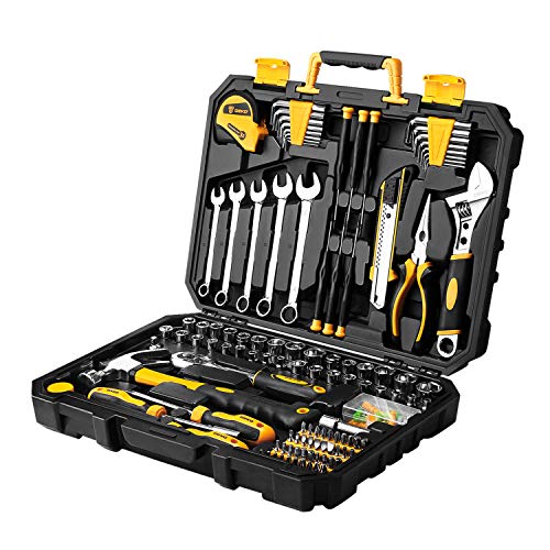 CARTMAN Kit de herramientas manuales para el hogar general de 160 piezas  con caja de herramientas de plástico Electricistas Herramientas