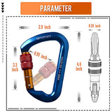 ayamaya Mosquetones de escalada de 30 KN, paquete de 2 y figura 8 descendente, dispositivo de rapel de gancho en D para exteriores, para rapel, Belaying Rock Climbing (azul (2 mosquetones + 1 descenso))