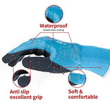 Brigic Guantes impermeables, flexibles y de gran agarre, guantes de trabajo impermeables con látex de doble revestimiento, guantes de jardinería para limpieza (1, mediano)