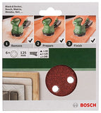 Bosch Home and Garden 2609256A28 - Juego de hojas de lija (6 piezas, para lijadoras orbitales aleatorias, 125.60, 120, 240)