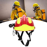 Casco duro, casco de seguridad de rescate profesional, protección contra incendios antiimpacto, casco duro con faro y gafas (rojo)