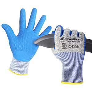 Guantes de corte doble resistentes a los cortes de nivel 5, de grado alimentario, con revestimiento de látex, guantes de corte semiimpermeables con agarre firme, guantes de seguridad a prueba de cortes para rebanar mandolinas, exprimir ostras, cortar carn