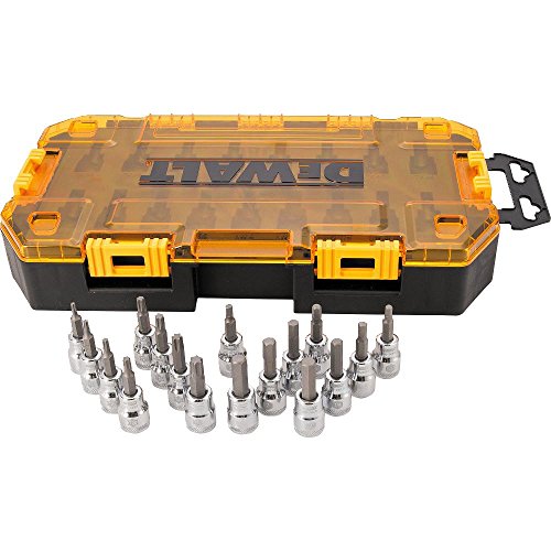 DeWalt DWMT73806 Kit de casquillos de 3/8 pulgadas (9.5 mm) con caja de herramientas rígida, 17 piezas