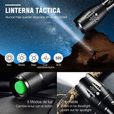 Linterna LED Recargable Militar, Linterna Táctica Lámpara Portátil 1600 Lúmenes, IPX6 Impermeable Linterna Para Bicicleta/ Senderismo/ Aire Libre, 5 Modos de Luz Zoom Herramienta De Emergencia