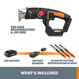 WORX WX550L.5 20 V 1,5 Ah batería de sierra multiusos inalámbrica y cargador incluido