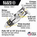 Klein Tools J2159CRTP - Alicates de corte lateral, 9 pulgadas, alicates híbridos de alto apalancamiento con crimpador, extractor de cinta de pescado y pelacables