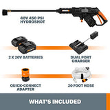 Worx Limpiador de energía portátil de 40 V Power Share Hydroshot 2 x 20 V (baterías y Cargador incluidos) – WG644