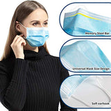 100 máscaras faciales para niños, respira libremente, 3 capas de filtro no tejido, máscaras desechables antipolvo para las orejas, cubrebocas azules para niños (azul)