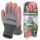 HOMEANING Guantes de jardinería para mujeres y hombres, guantes protectores recubiertos de nitrilo y goma, guantes de jardín a prueba de espinas, guantes de trabajo al aire libre, azul, verde, gris, rosa (talla M a XL) (mediano, goma, 6 pares, rosa)