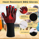 Guantes de barbacoa, guantes resistentes al calor, guantes ignífugos, guantes de parrilla de silicona antideslizantes lavables, guantes de cocina para barbacoa, parrilla, cocina, hornear, camping, ahumador (rojo)