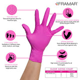 Framar Pink Paws Guantes de nitrilo, sin polvo, sin látex, sin goma, guantes desechables, no estériles, guantes medianos