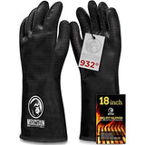 Guantes resistentes al calor extremo para barbacoa – Guantes de parrilla de alta temperatura – Cocina de barbacoa, ahumador, horno, freidora, parrilla, impermeable, ignífugo, resistente al aceite – Revestimiento de neopreno (18 pulgadas)