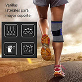 Elite Fitness Rodilleras de compresión (PAR) con Almohadilla de Gel y Resorte para Mayor protección, Ideal para Lesiones de Rodilla y Deportes, Material Transpirable y Elastico (Negra, Chica)