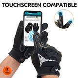 Vgo 3 Pares Guantes de Trabajo de Cuero Sintético de Alta Resistencia, Guantes Mecánicos contra Impactos, Alta Destreza, Reducción de Vibraciones, Pantalla Táctil (L/G, Negro, SL8849)