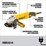 DEWALT Mini Esmeriladora Angular 4-1/2 Pulgadas 1500W DWE4315-B3