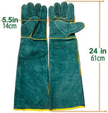 QQX Guantes De Soldador Extralargos, Guantes De Soldar Resistentes Al Calor, Guanteletes De Cuero For Soldar, 60 Cm / 24 Pulgadas, Manoplas For Soldadores For Chimenea/Soldadura/Manejo De Animales