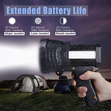 YIERBLUE Foco recargable, linterna LED súper brillante de 10000 lúmenes, foco de mano de 10000 mAh, linterna grande de larga duración, linterna de búsqueda e inundación, linterna de camping con trípode plegable (negro)