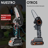 Mini Motosierra Inalámbrica de Mano de 21 V, Motosierra Eléctrica Portátil con 2 Batería Recargable, 1 Cargador y 1 Cadena, Sierra de Arbol Eléctrica para Jardinería, Agricultura y Rancho