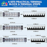 Bloques de terminales de circuito de tierra, 12 unidades/6 juegos de 8+10+12 posiciones, 600 V, 15 A, barra de camión de doble fila, alambre de amplificador, kit de bloque de terminales de tornillo con cubierta de 400 V, tira preaislada para proyectos peq