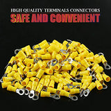 hilitchi 100pcs 12 – 10 AWG Terminales aislados anillo Electrical Wire Crimp Conectores (Amarillo, M5), Yellow - M5