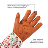 HANXIUCAO - Guantes de jardinería de cuero para mujer extendidos y largos para podar rosas profesionales (rojo)