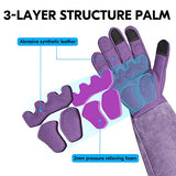 Vgo Guantes de Jardín para Mujeres con Palma de Cuero Sintético Guantes de Largo Puño de Cuero de Cerdo Dividido Anti Espina de Rosa, Arboles y Cactus (1Par, Púrpura, Talla L/G, SL6592W)