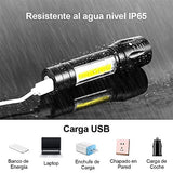 EASYTAO Linterna LED Recargable Paquete de 2, Lampara Tactica con Luz de XPE+COB Flashlight Portátil, Lampara Led con 5 Modos de Luz