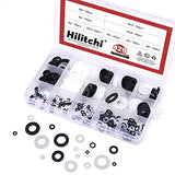 Hilitchi 420 unidades [9 - tamaño] blanco y negro Nylon aislantes juntas separadoras juego surtido - M2 M2.5 M3 M4 M5 M6 M8 M10 M12