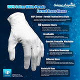 Gloves Legend - Talla M - 20 guantes de vestir formales 100% algodón blanco, Blanco, Medium