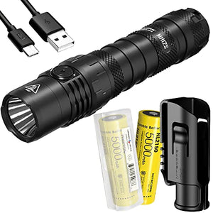 Paquete de batería dual: NITECORE MH12S+NL2150 (MH12S) paquete de linterna recargable de 1800 lúmenes con dos baterías de 5000 mAh y caja de batería LumenTac