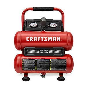 CRAFTSMAN Compresor de aire, compresor de aire portátil de 2 galones, tanque doble, 1/3 HP sin aceite, presión máxima de 125 PSI, modelo: CMXECXA0220242, rojo