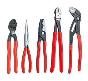 KNIPEX - 9K 00 80 108 US Tools - Juego de alicates de arranque automotriz de 5 piezas (87 01 250, 95 11 200, 26 11 200, 74 01 250, 71 31 200) (9K0080108US)