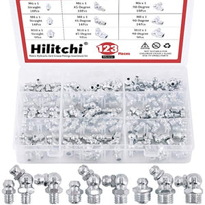 Hilitchi 123pcs Metric Hydraulic Zerk grasa accesorios surtido Kit, Metric