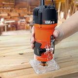 Thinkwork - Entutador compacto, 6.5-Amp 1.25 HP Kit de herramientas de fresador compacto de madera con 15 piezas de 1/4 pulgadas, 30000R/min